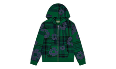 Plaid Cotton Wreath Zip Hoodie "Green" DT385