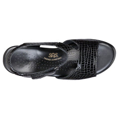 Women's Suntimer Heel Strap Sandal in Black Croc Wide