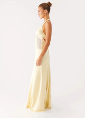 Ambre Mesh Panel Maxi Dress - Yellow