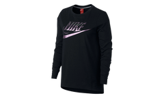 Foil Swoosh Logo Long Sleeve T-Shirt WMNS"Black/ Purple" 874120 010