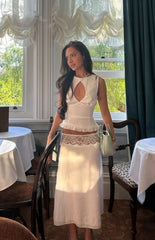 Reighn White Lace Detail Midi Skirt - PRE ORDER