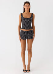 Coastline Bustier Top - Black Polkadot