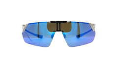Litewire Shield Sunglasses "Gray Blue Mirror - Gloss Silver / Gray Rubber" 8600135 014361