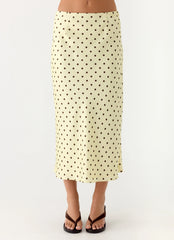 Breanne Midi Skirt - Yellow Polka Dot