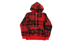 The Cotton Wreath Logo Zip Up Hooded Sweatshirt "Plaid - Red / Black" DT297