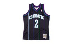 NBA Larry Johnson Reload Swingman Jersey "1992 Charlotte Hornets - Black" SMJYCP19277 CHOBLCK92LJO